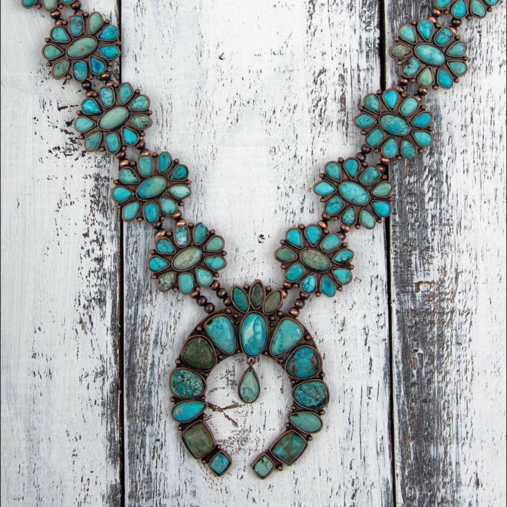 Huge Navajo Squash Blossom Necklace